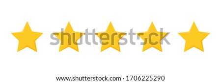 five stars rating button for experience reviews on application or website ,stars rating icon vector