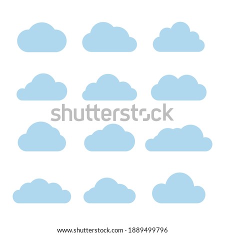 set of blue clouds icon vector on white background