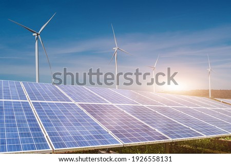 Similar – Image, Stock Photo Solar power station against the blue sky. Alternative energy concept