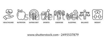 Healthy lifestyle banner web icon vector illustration concept with icon