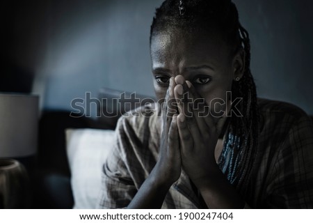 Image, Stock Photo Upset black woman with dreadlocks against concrete wall