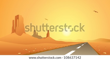 A Desert Landscape with Road, Highway