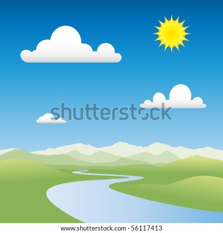 A Country Landscape with River and Mountains