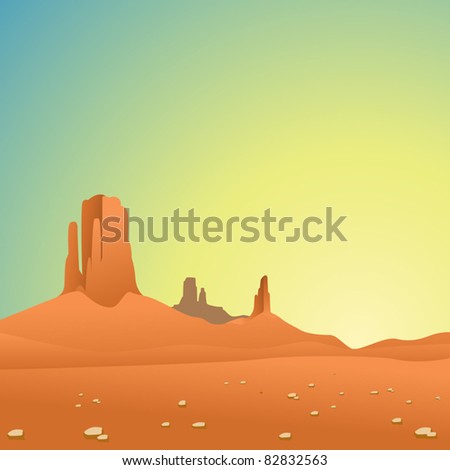 A Desert Landscape with Mountains and Blue Sky