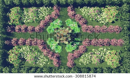 Beautiful natural ornament made from ornamental plants. Realistic 3D illustration was done from my own 3D rendering file.