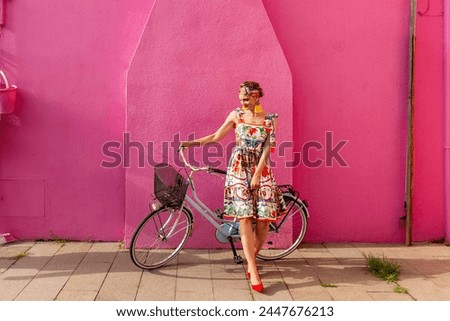 Similar – Image, Stock Photo Bicycle near pink and black wall