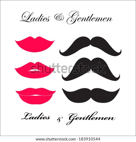 Symbols for bathrooms – Ladies & Gentlemen (the lips and moustache)