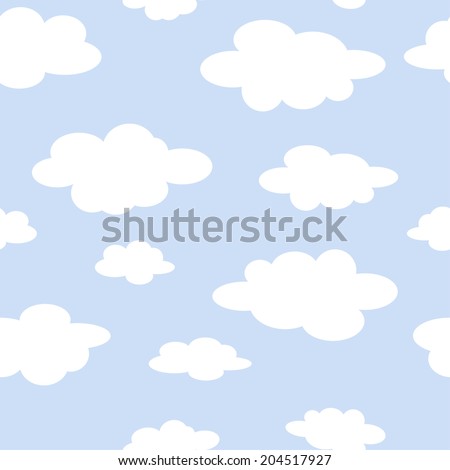 Simple Pastel Seamless Background With White Cartoon Clouds Stock ...