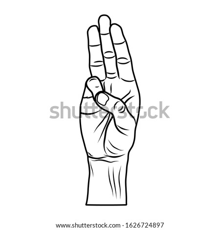 Vector of a drawing of hand gesture three fingers signaling resistance