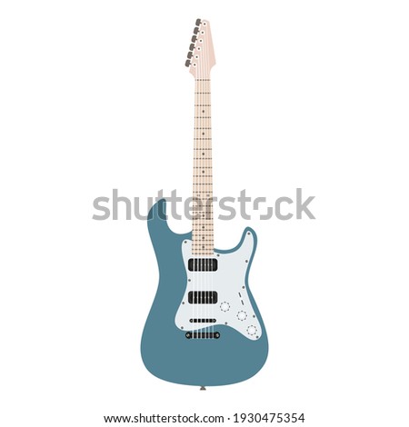 Vector of a blue electrical guitar on a white background