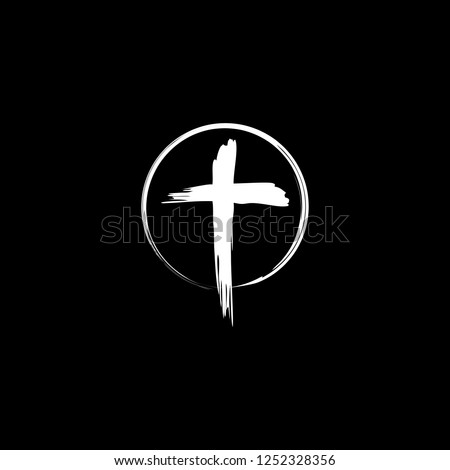 Cross Faith Brush Circle Creative Icon Religious Business Logo