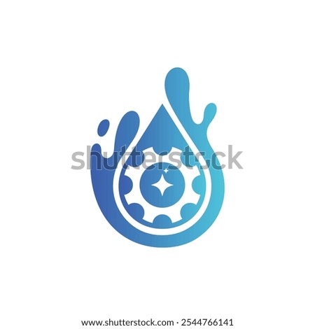 Drop Splash Gear Factory Modern Icon Creative Technology Design Logo