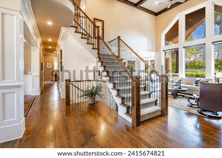 Similar – Image, Stock Photo Classic wooden staircase with wide wooden steps