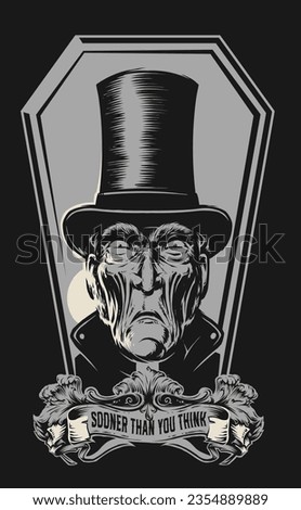 vector illustration of Undertaker in top hat