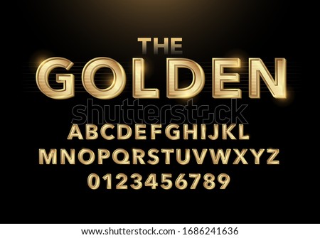 Elegant Gold Coloured Metal Chrome alphabet font. Typography classic style golden font set for logo, Poster, Invitation. vector illustration