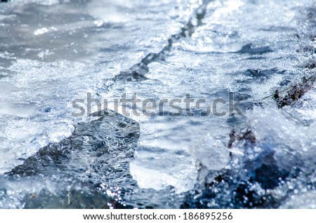 Water flowing under thin ice