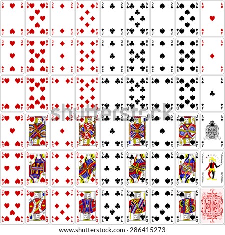 Poker cards full set four color classic design 400 dpi