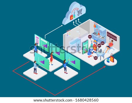 Isometric Vector Illustration Representing Automatic Reordering Process for Refilling Products at Home 2