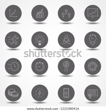 simple set of vector line icon, contain such lcon as speed, agile, boost, process, time and more. Vector symbols isolated on a white background. Simple pictograms.