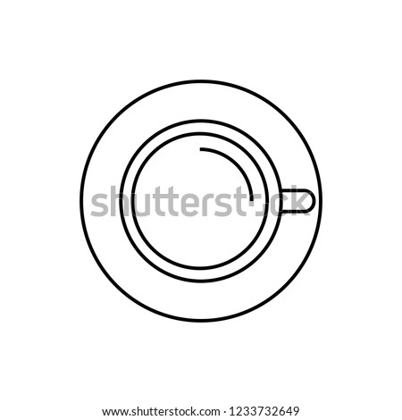 Coffee cup top view outline icon. linear style sign for mobile concept and web design. Tea cup and saucer simple line vector icon. Symbol, logo illustration. Pixel perfect vector graphics