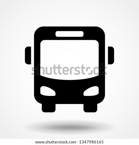 black bus icon isolated on white background