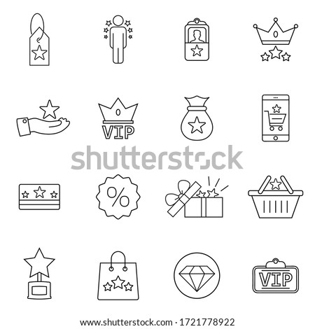Royalty program line icon set. Included icons as member, VIP, exclusive, diamond, badge, high level and more. Web design, mobile app.