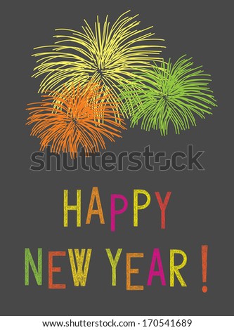 Happy New Year Drawing Stock Vector Illustration 170541689 : Shutterstock