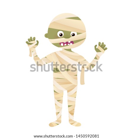 Cartoon mummy monster character, Halloween costume vector isolated on white Foto stock © 