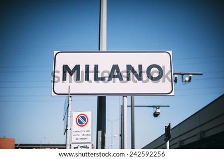 Milan city sign