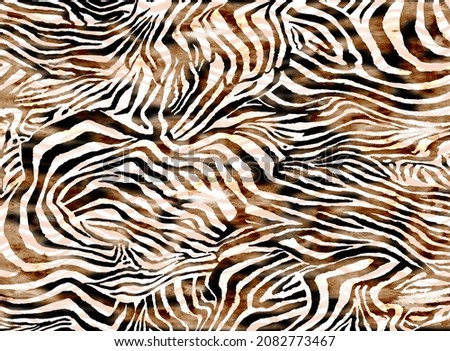 Seamless watercolor zebra texture, hand drawing tiger print, African animal pattern. Imagine de stoc © 