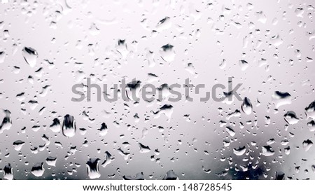 Large water drops on a window glass after the rain
