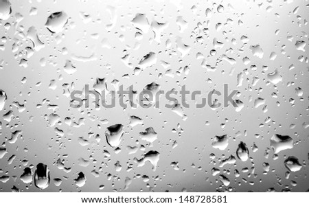 Large water drops on a window glass after the rain