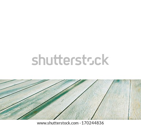 Wooden floor and white space for text background