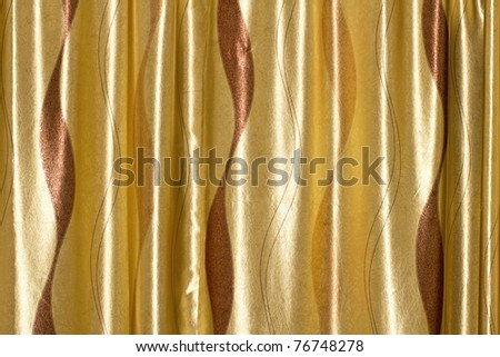 Golden beautiful curtains. Beautiful background.