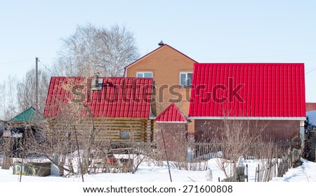 house in the village winter