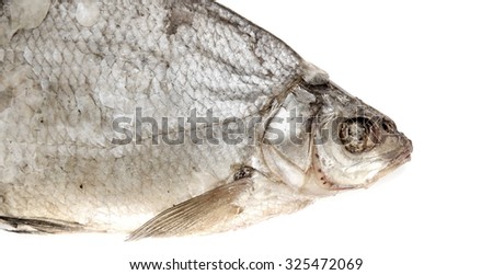 Dried river bream on a white background