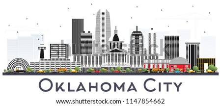 Oklahoma City Skyline with Gray Buildings Isolated on White. Vector Illustration. Business Travel and Tourism Concept with Modern Architecture. Oklahoma City Cityscape with Landmarks.