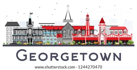 Georgetown Guyana City Skyline with Gray Buildings Isolated on White. Vector Illustration. Business Travel and Tourism Concept with Modern Architecture. Georgetown Cityscape with Landmarks.