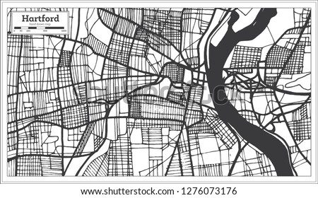 Hartford USA City Map in Retro Style. Outline Map. Vector Illustration. 