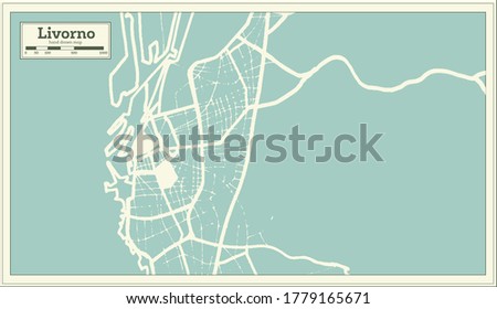 Livorno Italy City Map in Retro Style. Outline Map. Vector Illustration.