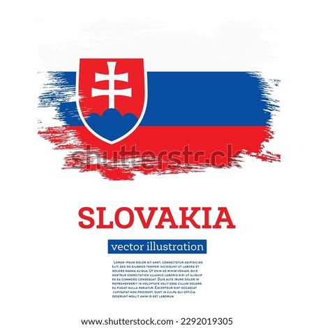 Slovakia Flag with Brush Strokes. Vector Illustration. Independence Day.