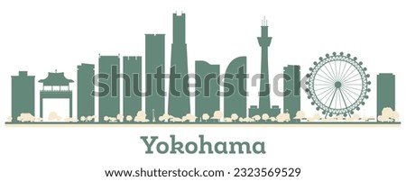 Abstract Yokohama Japan City Skyline with Color Buildings. Vector Illustration. Business Travel and Tourism Concept with Modern Architecture.