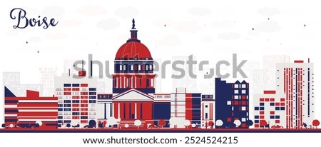 Abstract Boise USA city Skyline with color buildings. Vector Illustration. Cityscape with landmarks.