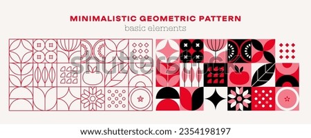 Geometric natural line pattern. Minimal flower fruit plant simple shapes, abstract eco agriculture concept. Vector modern banner