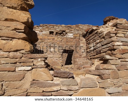 Stone Walls Of The Prehistoric Native American Dwelling, Chetro Ketl In ...