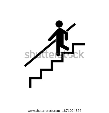 Vector illustration of handrail downstairs icon on white background