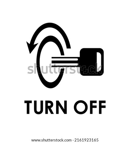 Vector illustration of a symbol showing how to turn off the engine on a white background.