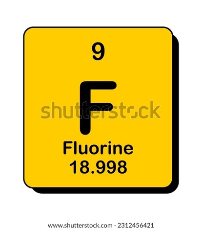 Vector illustration of an electron configuration diagram of the element Fluorine (F) on a white background.