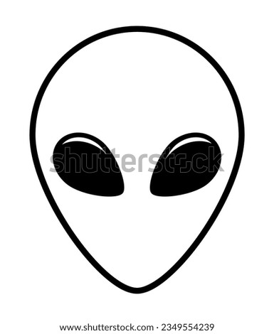 vector illustration of an alien face, alien head icon with outline style on white background