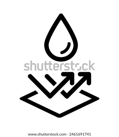 Vector illustration of water repellent surface line icon on white background.